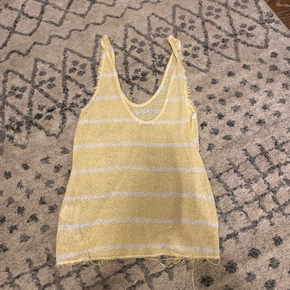 Zara yellow and white striped tank